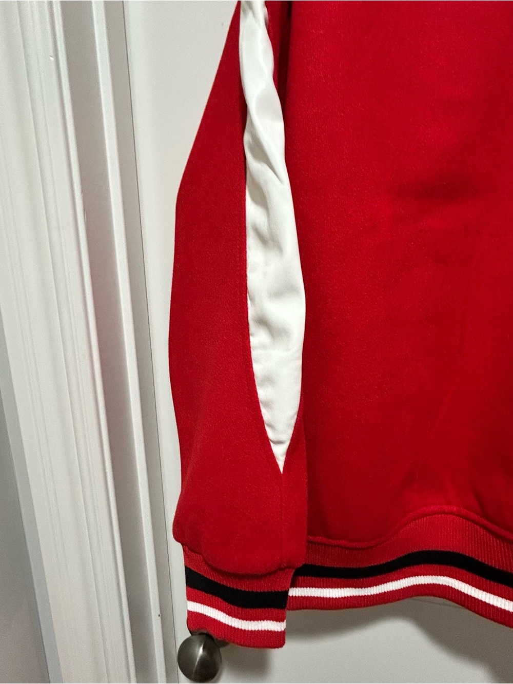 Forever 21 Red & White womens size L NY Varsity Jacket with White Accents NWT - Picture 7 of 7